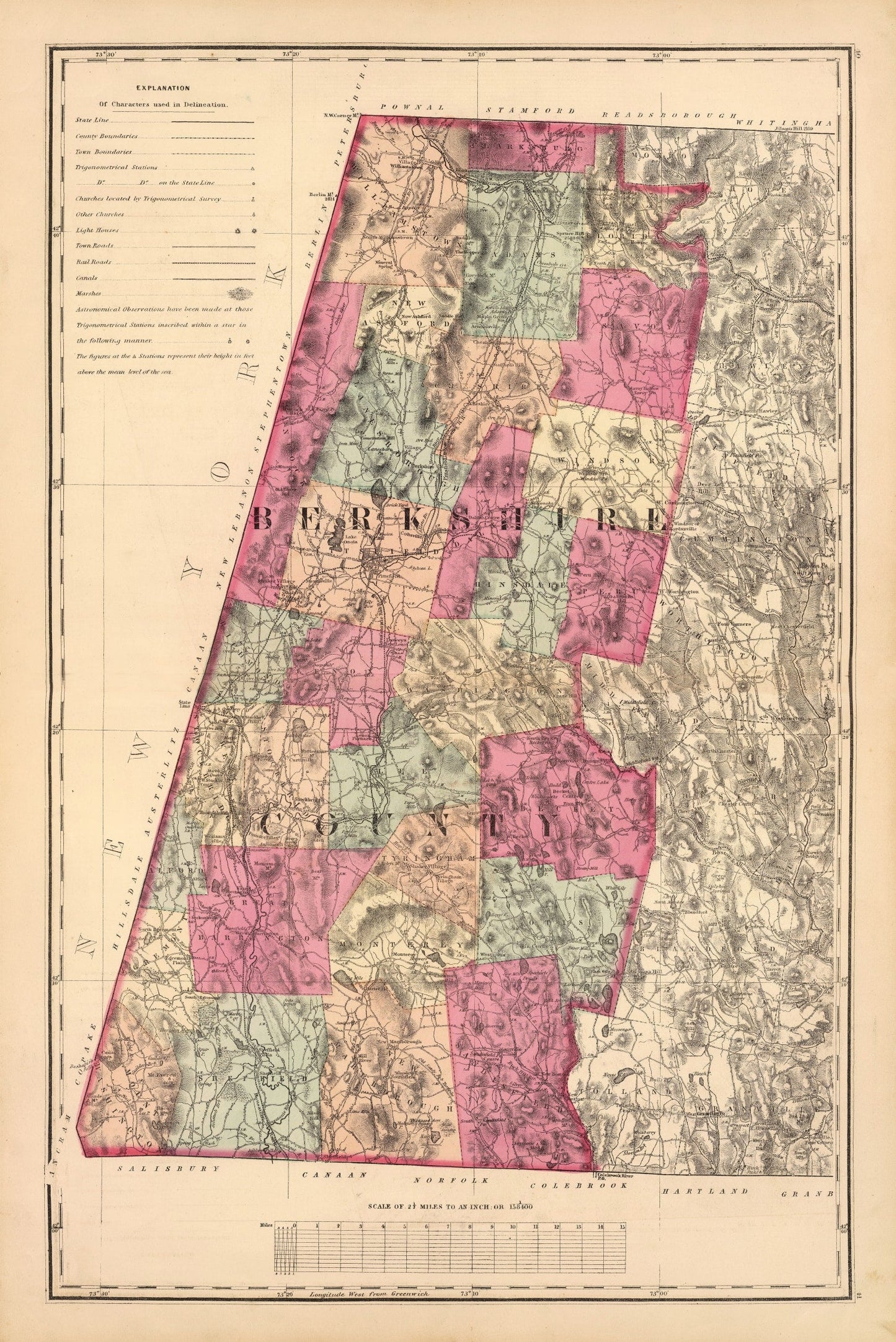 Vintage Map of Berkshire County, Massachusetts, 1871