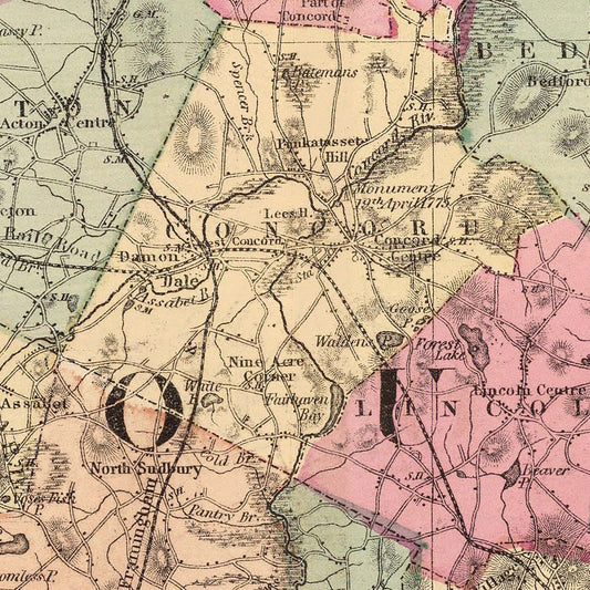 Vintage Map of Middlesex County, Massachusetts, 1871