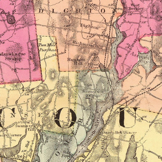 Vintage Map of Bristol County, Massachusetts, 1871