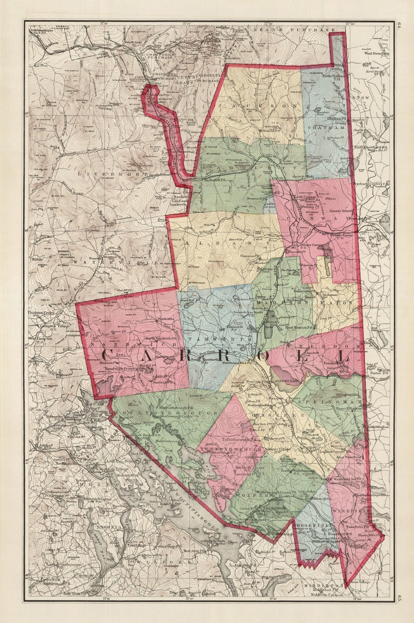Vintage Map of Carroll County, New Hampshire, 1877