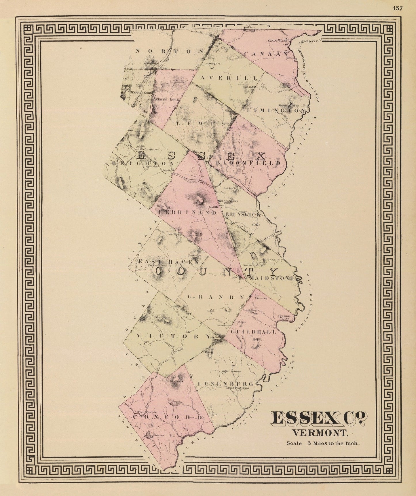 Vintage Map of Essex County, Vermont, 1876