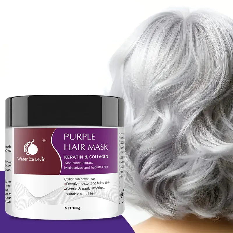 Cool silver tone on gray hair after purple treatment