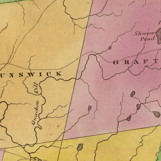 Vintage Map of Rensselaer County, New York, 1829