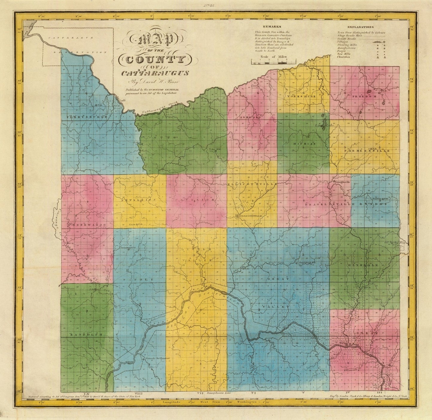 Vintage Map of Cattaraugus County, New York, 1829