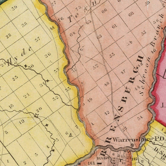 Vintage Map of Warren County, New York, 1840