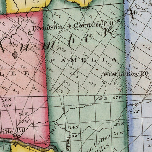 Vintage Map of Jefferson County, New York, 1840