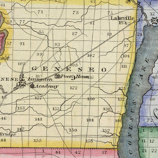 Vintage Map of Livingston County, New York, 1840