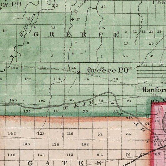 Vintage Map of Monroe County, New York, 1840