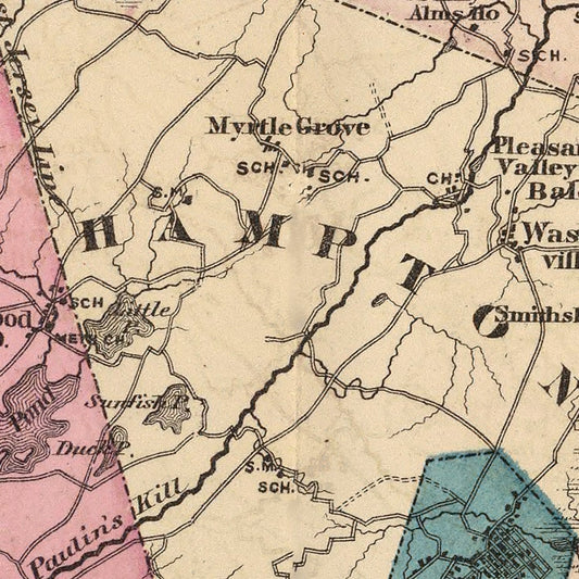Vintage Map of Sussex County, New Jersey, 1872
