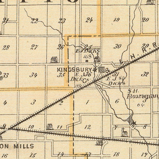 Vintage Map of La Porte County, Indiana, 1876