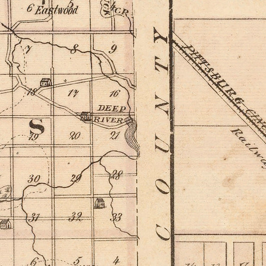 Vintage Map of Lake County, Indiana, 1876