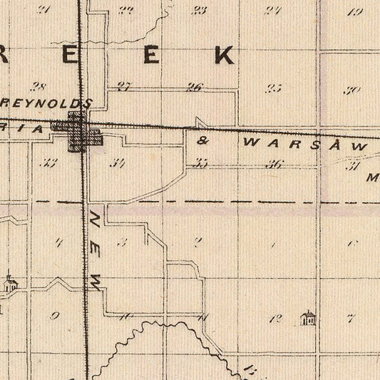 Vintage Map of White County, Indiana 1876