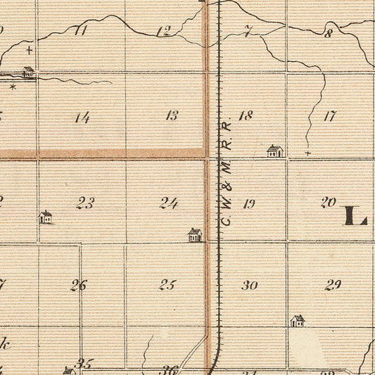 Vintage Map of Wabash County, Indiana, 1876