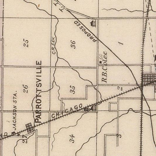 Vintage Map of Tipton County, Indiana, 1876