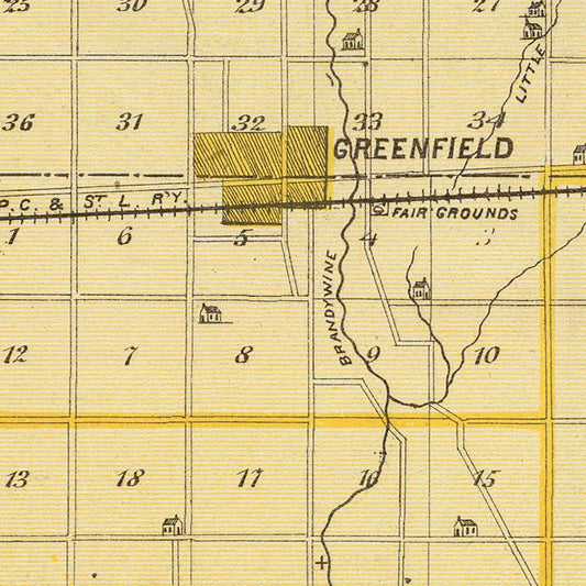 Vintage Map of Hancock County, Indiana, 1876