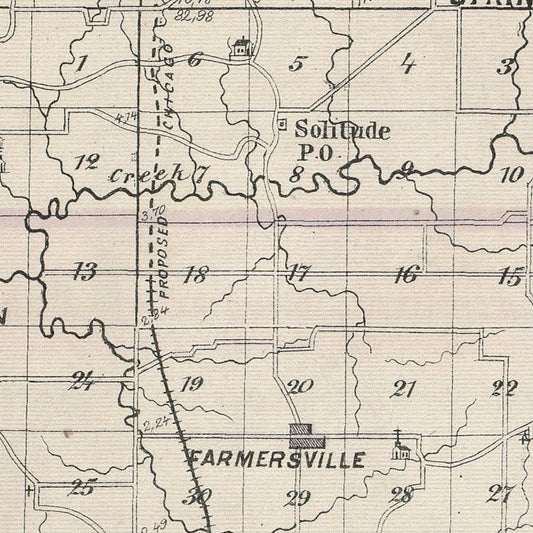 Vintage Map of Posey County, Indiana, 1876