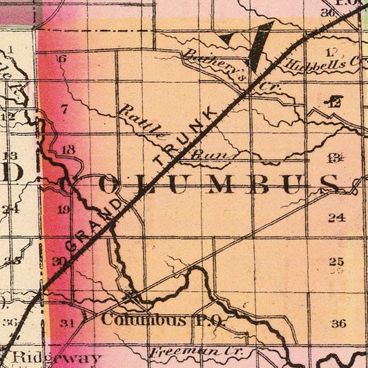 Vintage Map of St. Clair County, Michigan, 1873