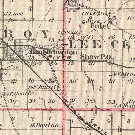Vintage Map of Lee County, Illinois, 1876