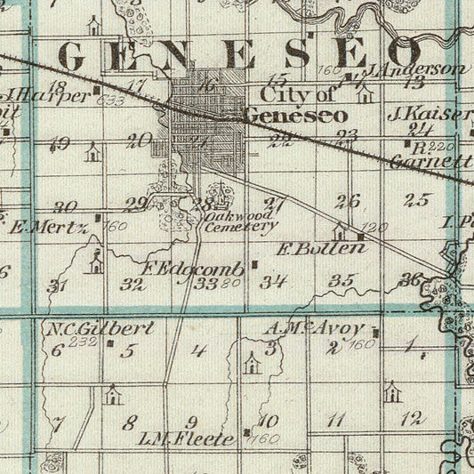 Vintage Map of Henry County, Illinois, 1876 (Cambridge)