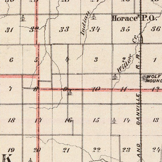 Vintage Map of Edgar County, Illinois, 1876