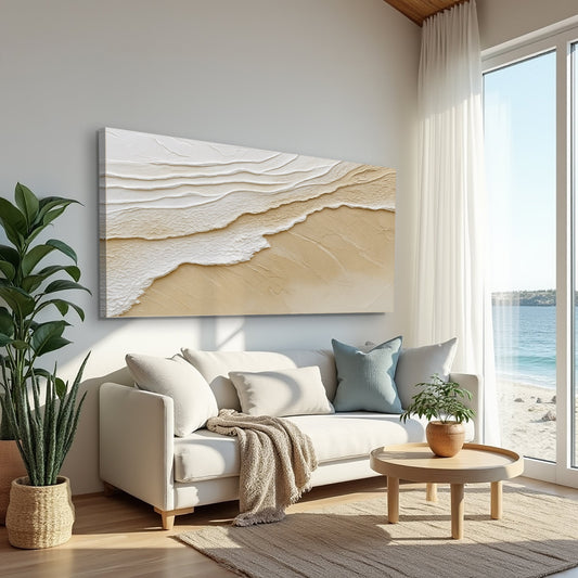 Cream Sand and White Surf canvas shown in a styled room setting, view 2