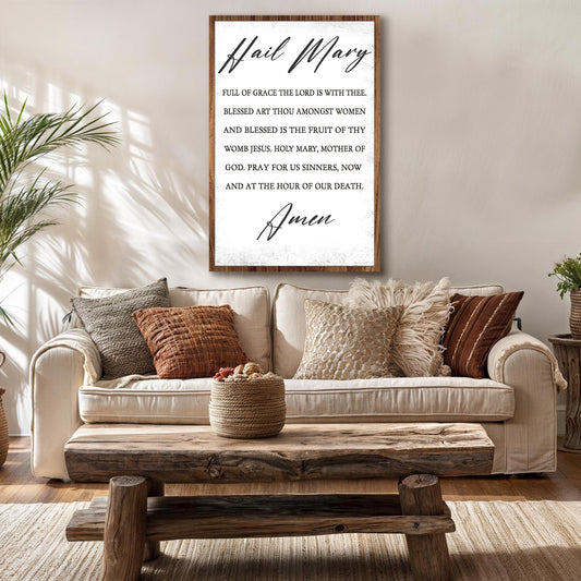 Hail Mary Classic Black and White canvas shown in a styled room setting, view 2