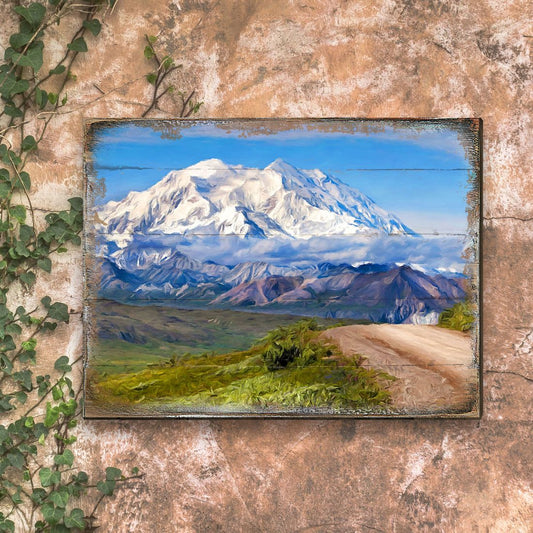 Mountain View Wooden Wall Art - Layered Birch Landscape