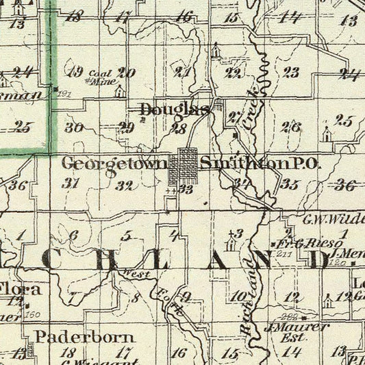 Vintage Map of St. Clair County, Illinois, 1876