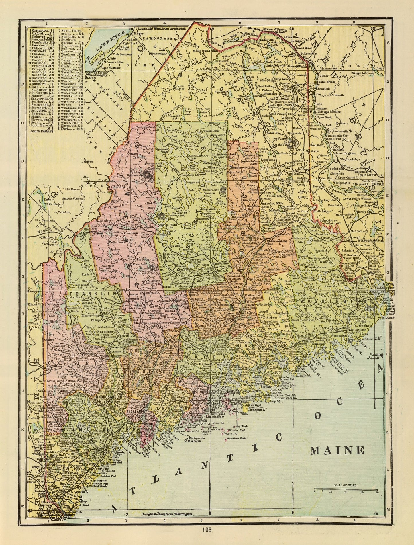 Vintage Map of Maine, 1909