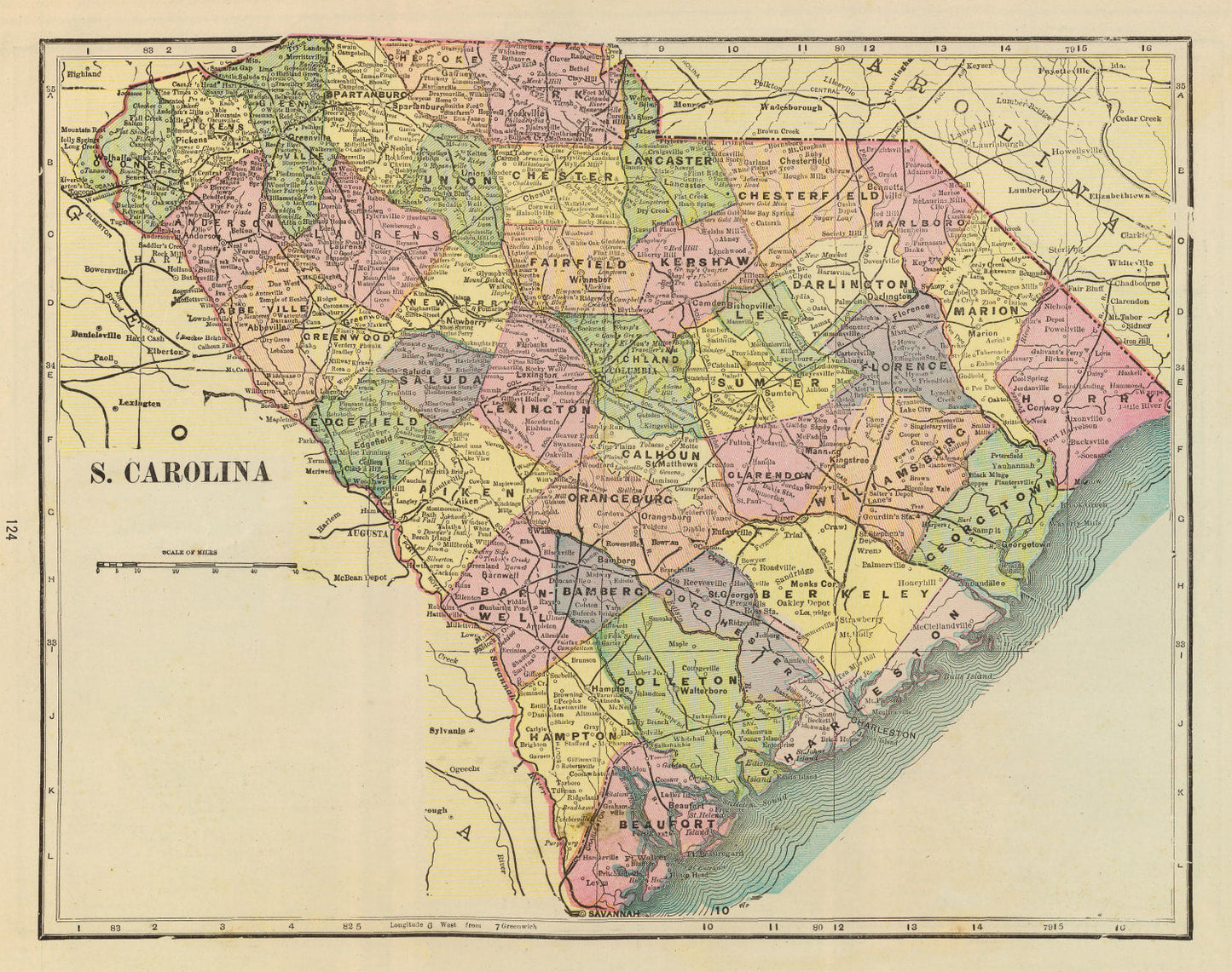 Vintage Map of South Carolina, 1909