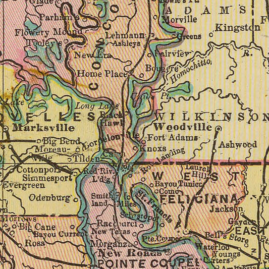 Vintage Map of Louisiana, 1909