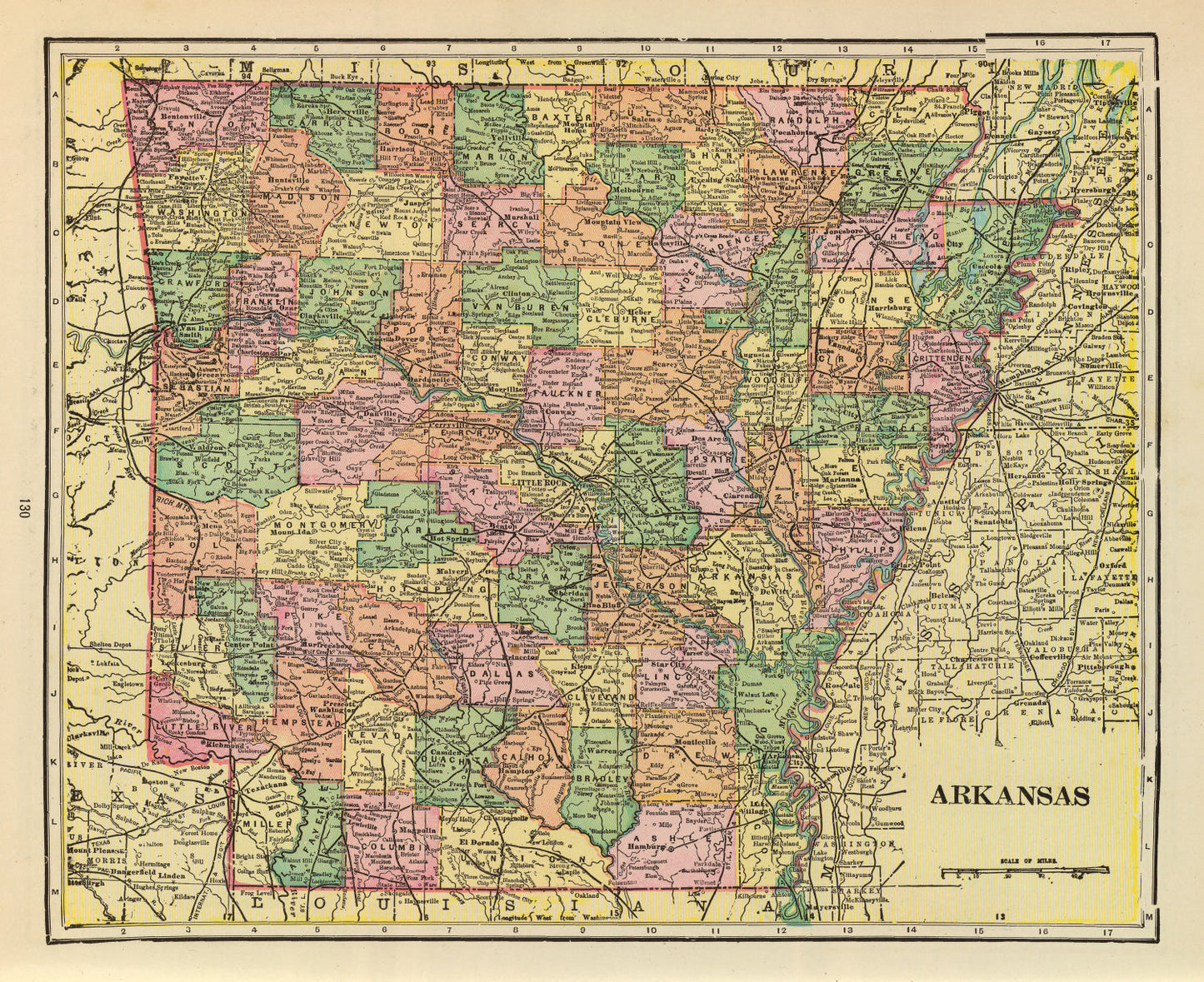 Vintage Map of Arkansas, 1909