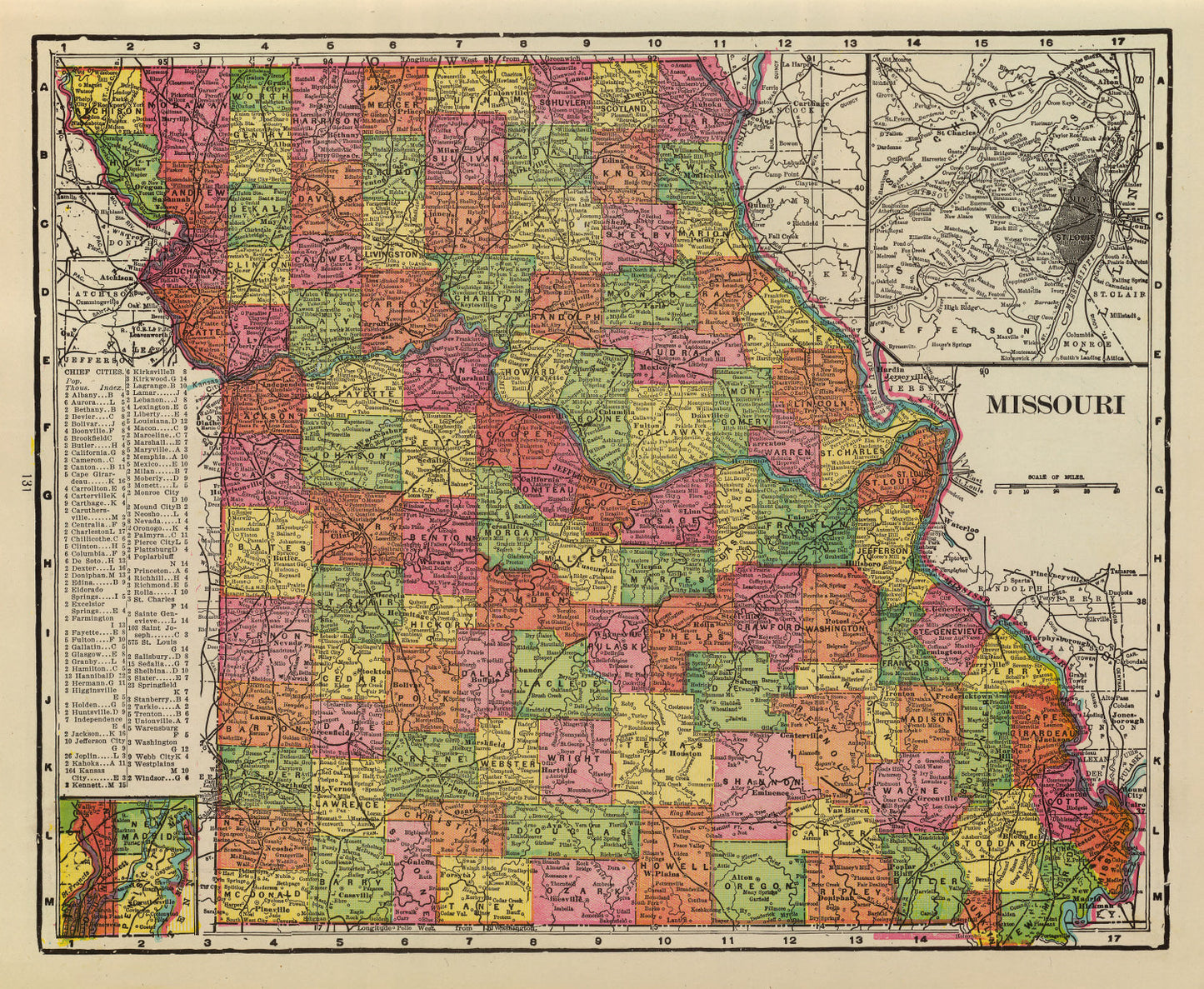 Vintage Map of Missouri, 1909