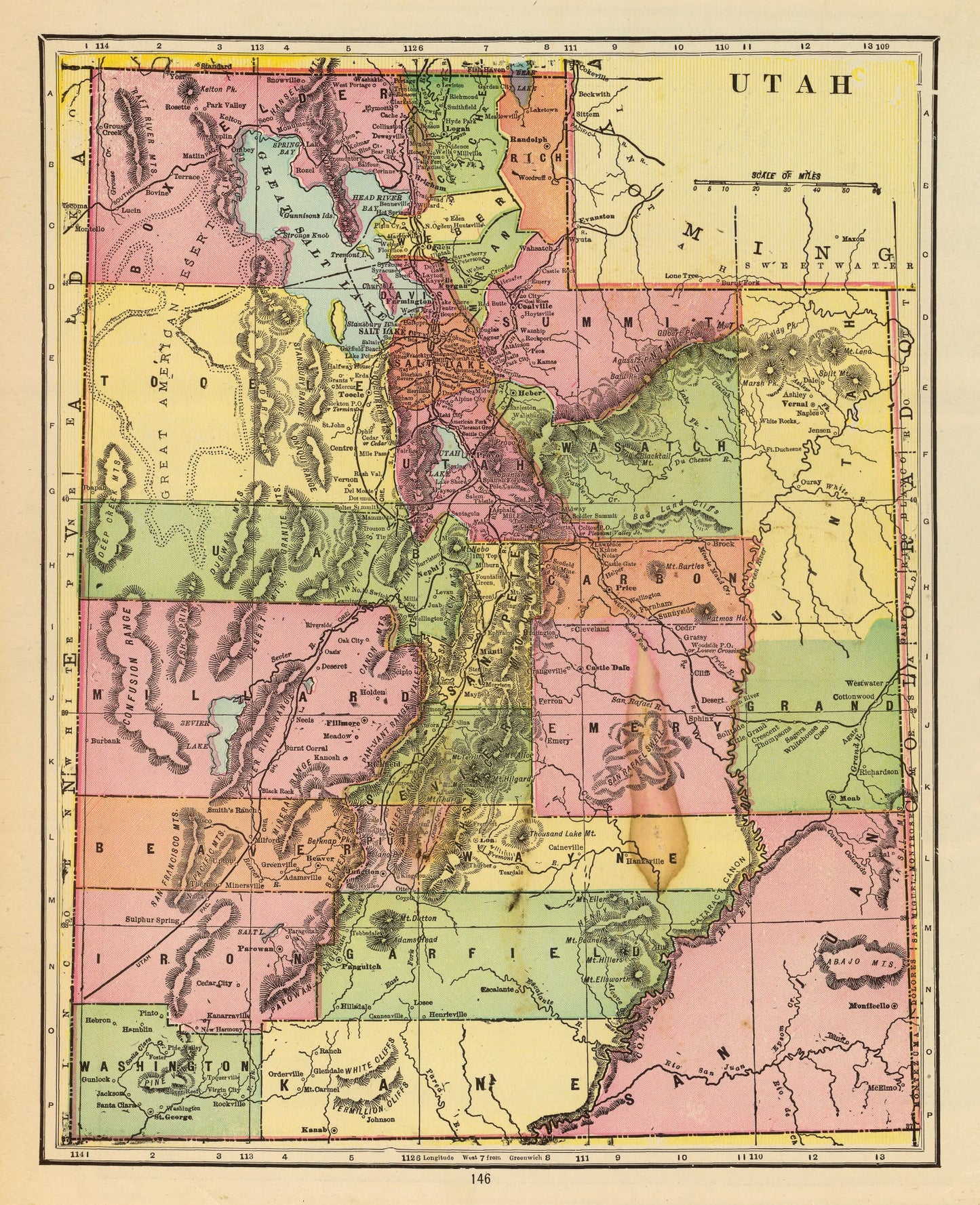 Vintage Map of Utah, 1909