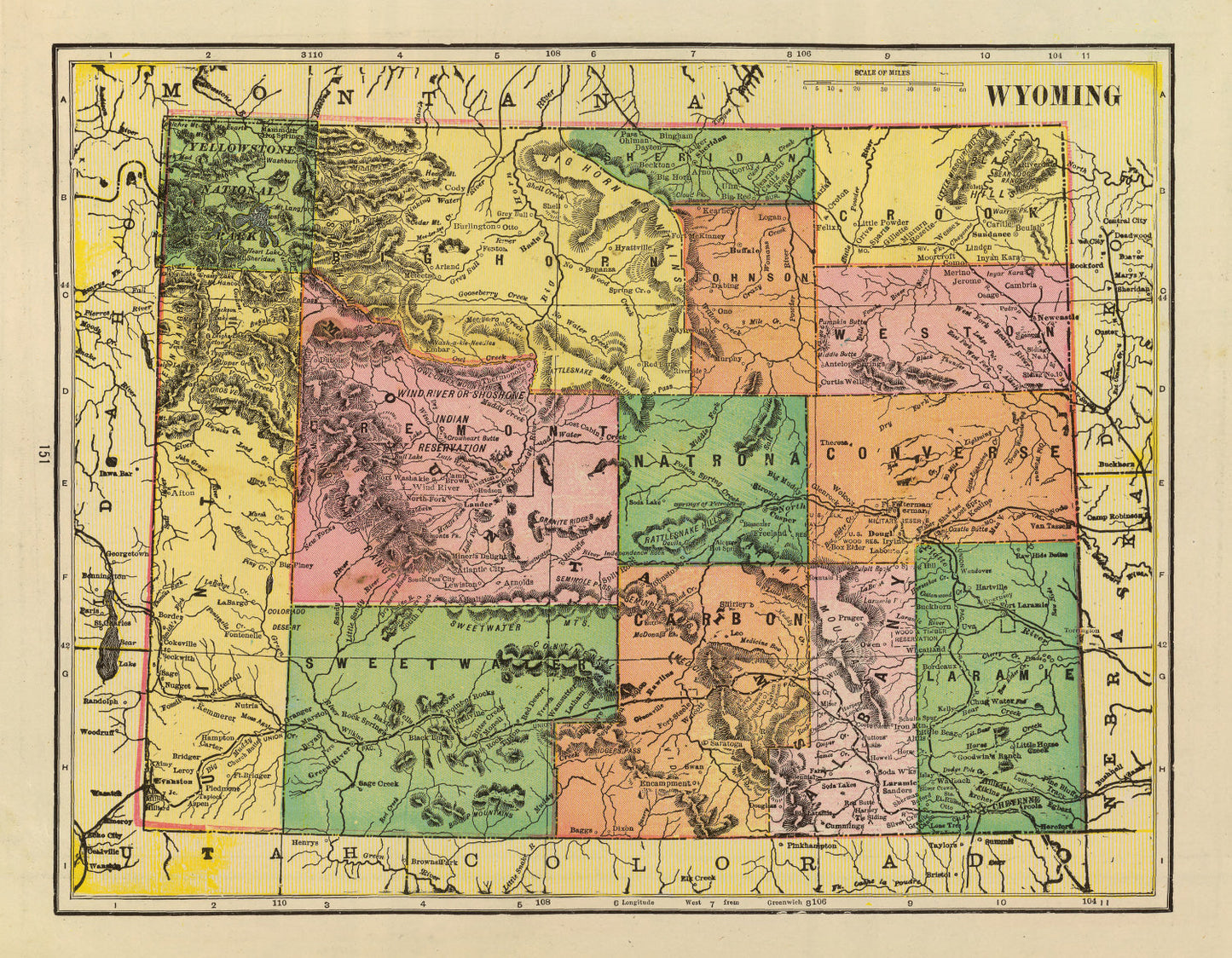 Vintage Map of Wyoming, 1909