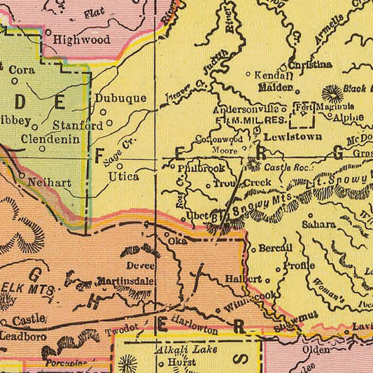 Vintage Map of Montana, 1909