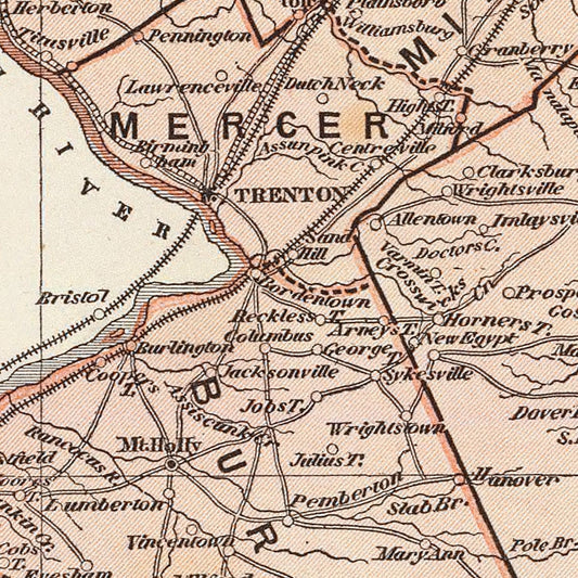 Vintage Map of New Jersey, 1842