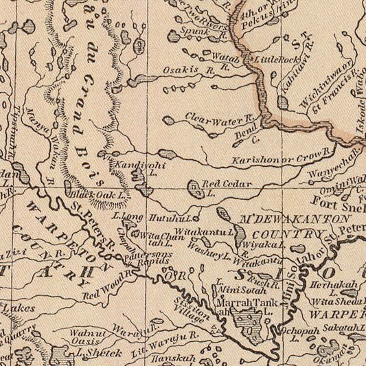 Vintage Map of Iowa and Wisconsin, 1842