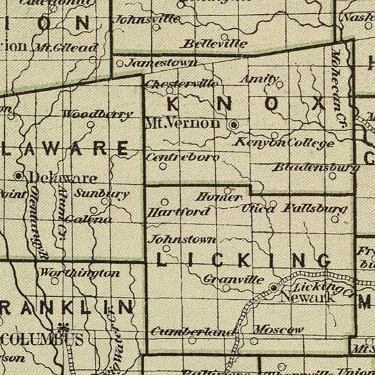 Vintage Map of Ohio, 1842