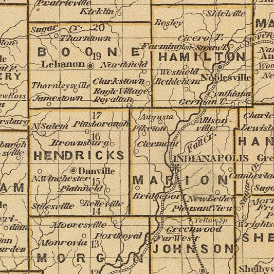 Vintage Map of Indiana, 1842