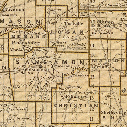 Vintage Map of Illinois, 1842