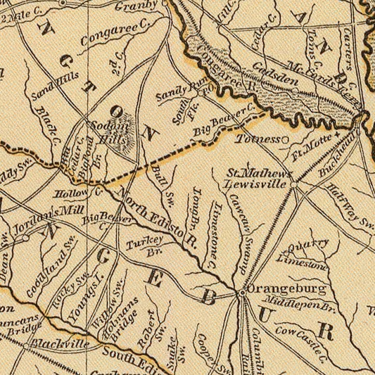 Vintage Map of South Carolina, 1842