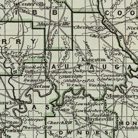 Vintage Map of Alabama, 1842