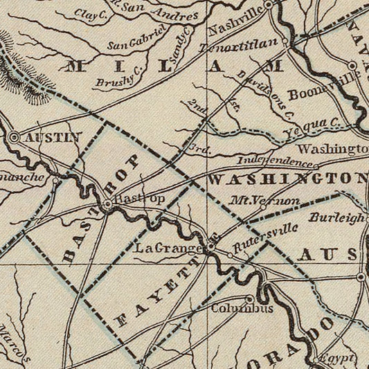 Vintage Map of Texas, 1842