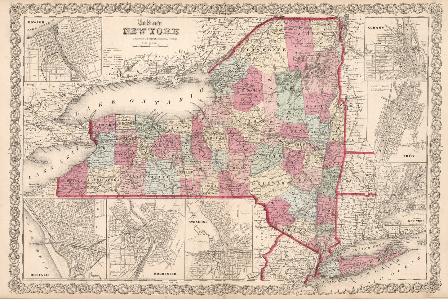 Vintage Map of New York, 1861