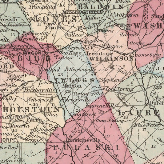 Vintage Map of Georgia, 1861