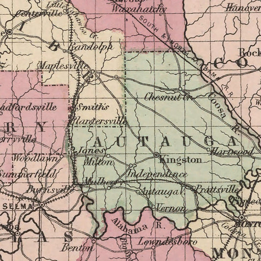 Vintage Map of Alabama, 1861