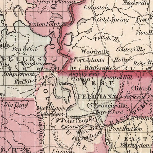 Vintage Map of Louisiana, 1861
