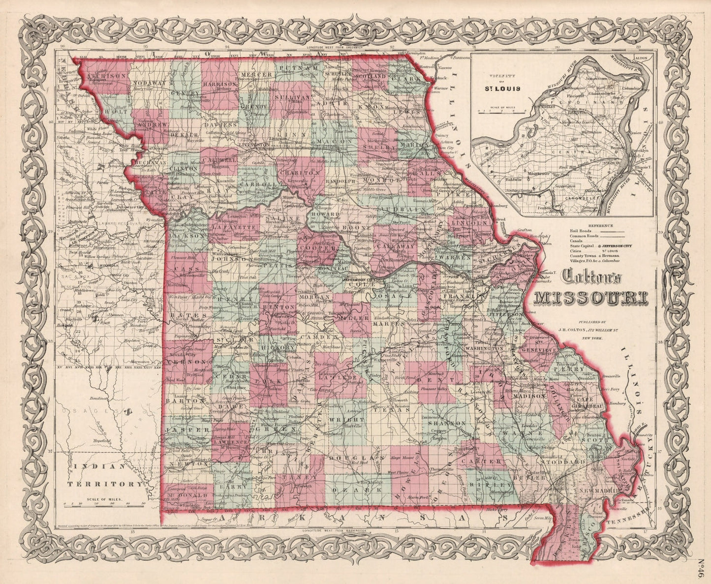 Vintage Map of Missouri, 1861