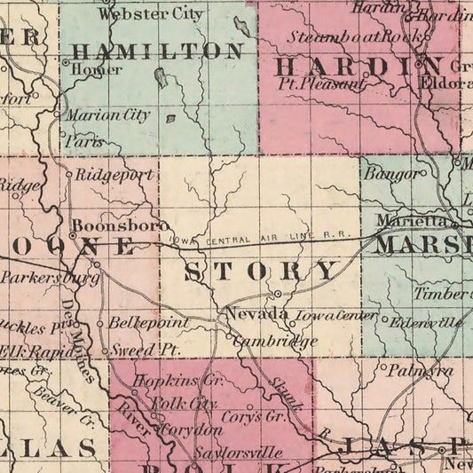 Vintage Map of Iowa, 1861